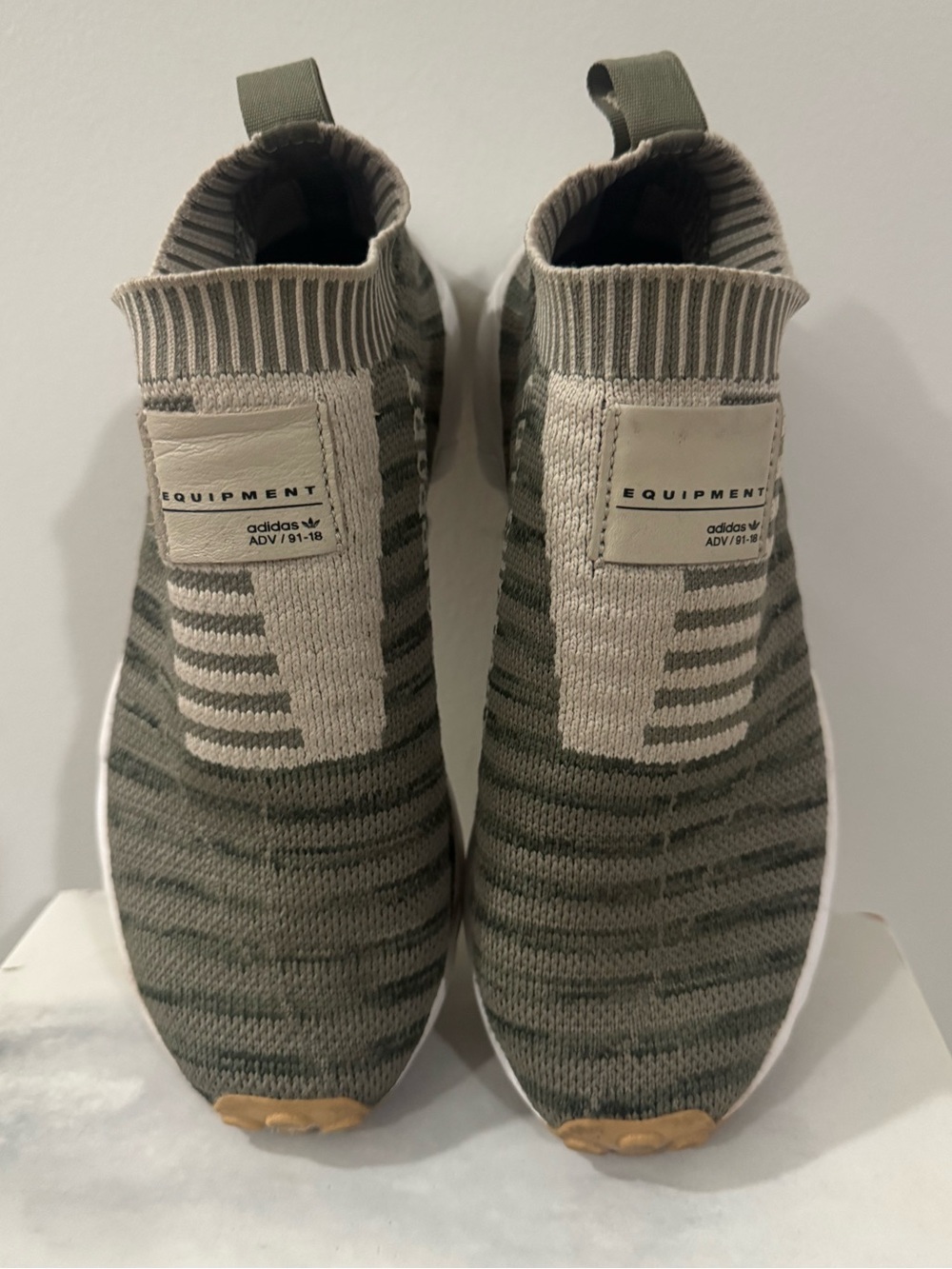 adidas Olive and Tan Knit Slip-On Sneakers - Women’s size 6
